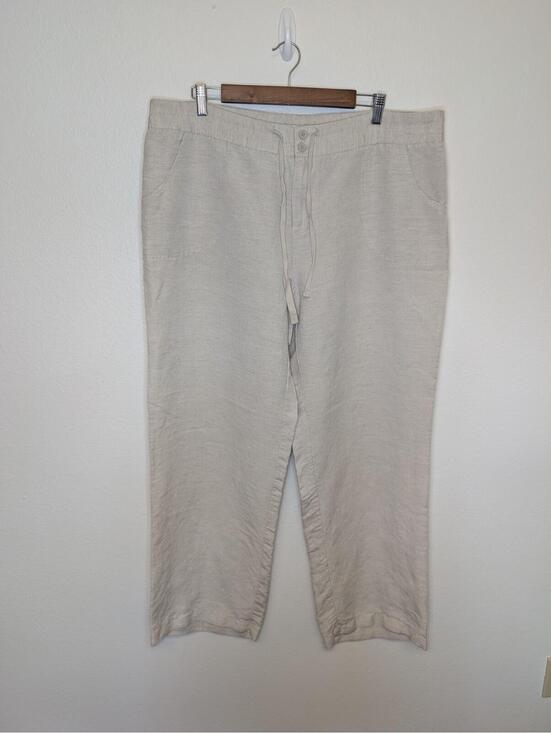 Coldwater Creek Pants - Coldwater Creek Womens Beige Linen Blend Pants Size 18 Relaxed Straight Leg